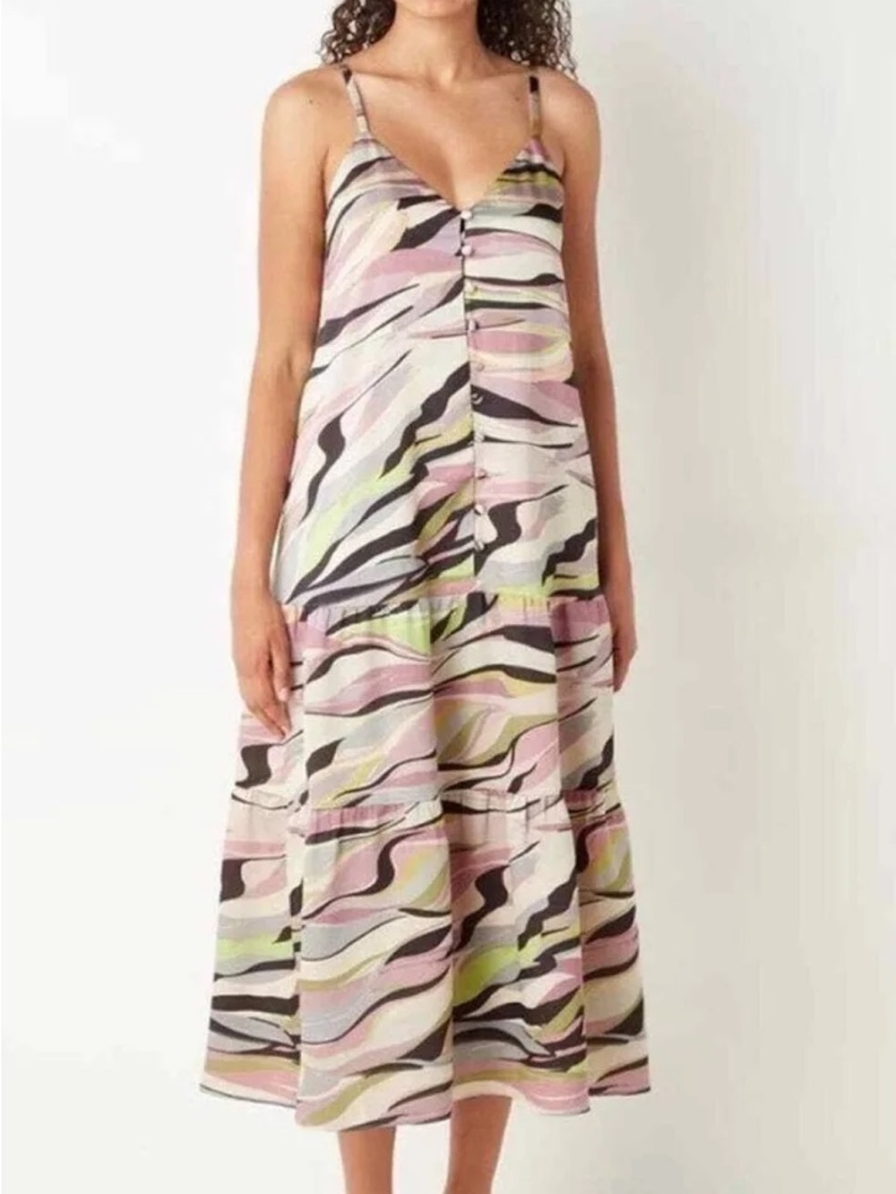 Ted Baker Warrenn Printed Button Through Cami Maxi Dress Dusky Pink Size 3 US 8/